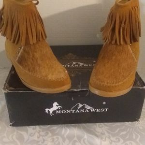 Montana West Cowhide Ankle Boots size 8